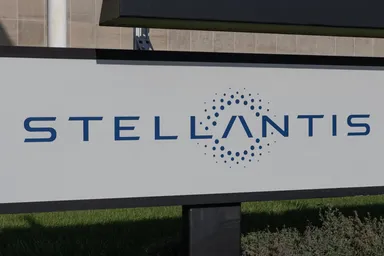 Stellantis company sign outside office building
