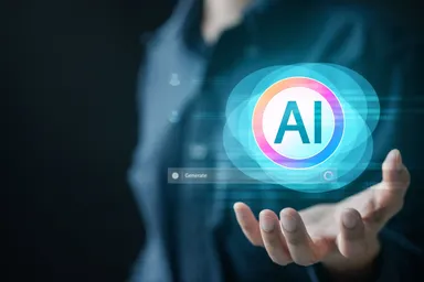 Artificial intelligence interface symbolising AI-driven market sentiment and technology trends