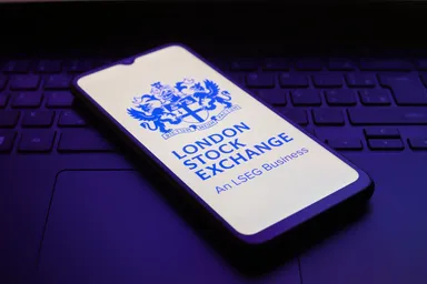 London Stock Exchange logo displayed on a smartphone screen