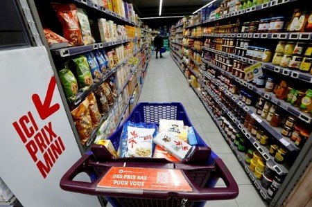  A sign reading Low prices for you is seen on a shopping trolley in a supermarket in Nice, France, March 1, 2023.