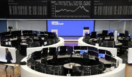 The German share price index DAX graph is pictured at the stock exchange in Frankfurt, Germany, May 10, 2022. 