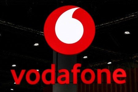 A file photo of Vodafone logo at the 2023 Mobile World Congress (MWC) in Barcelona, Spain February 27, 2023. 