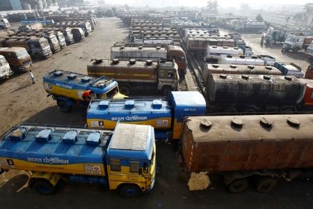 A file photo of oil tankers parked at a yard outside a fuel depot on the outskirts of Kolkata February 3, 2015. A file photo of oil tankers parked at a yard outside a fuel depot on the outskirts of Kolkata February 3, 2015.