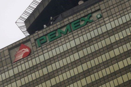 The Pemex logo is seen at its headquarters in Mexico City, Mexico April 20, 2020.