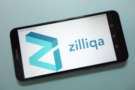 A smartphone displays the Zilliqa name and logo