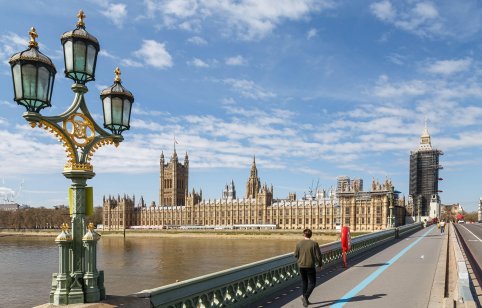 View of Parliament from Westminster Bridge in London