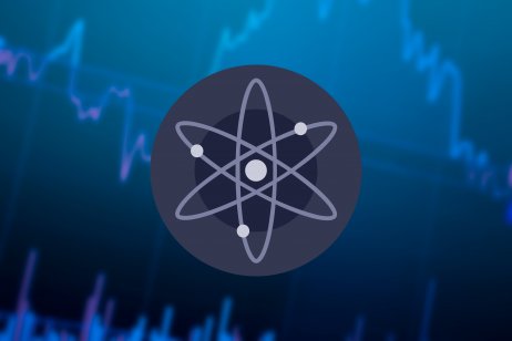 The ATOM logo in front of a price graph