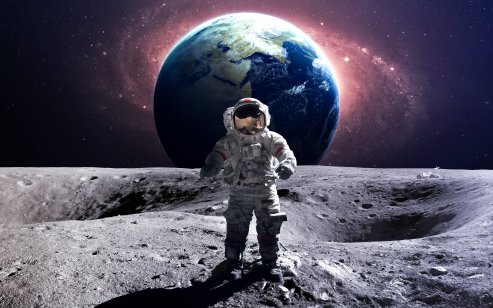 Photo of astronaut on moon