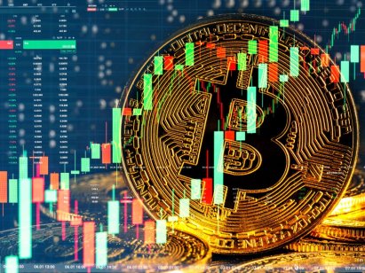 Bitcoin (BTC) coin around chart depicting market moves