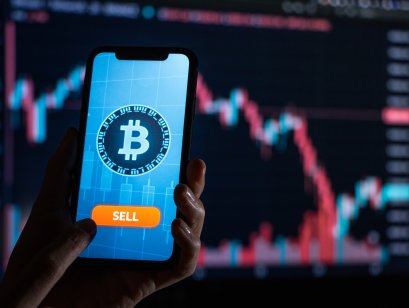 bitcoin on smartphone with sell button