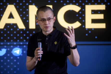 Changpeng Zhao speaking at a conference