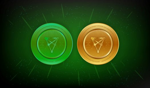 Two Chiliz coins, one green, one gold
