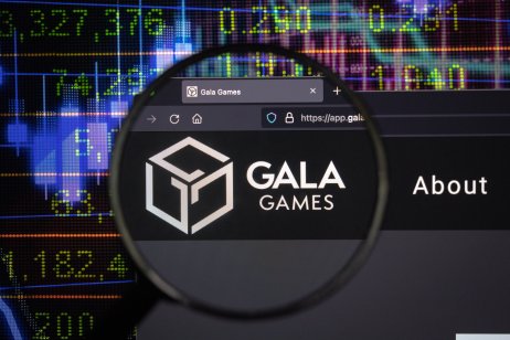 A magnifying glass enlarges the Gala Games name and icon