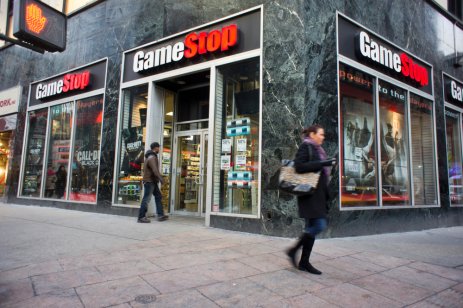 Shoppers pass a GameStop store in New York City
