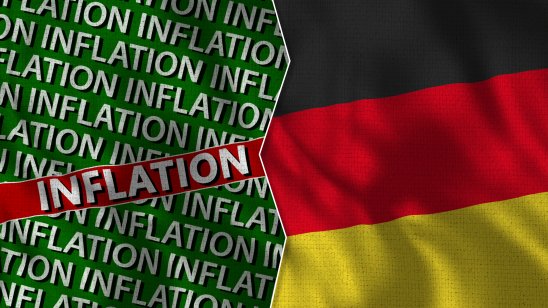 Inflation sign next to German flag