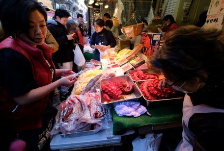 People in a market in Japan
