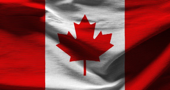 Canadian Flag in shadow - stock photo