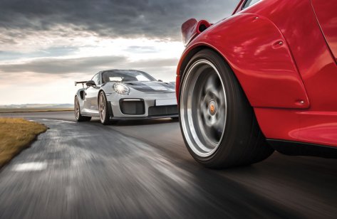 A image of a Porsche car racing