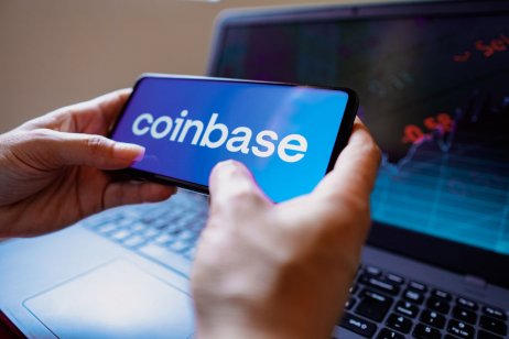 Coinbase logo seen displayed on a smartphone screen