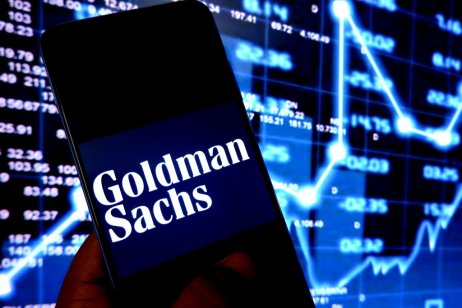A image of the Goldman Sachs logo on a mobile phone