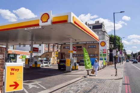 General view of a Shell petrol station in London