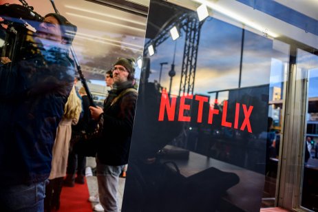 Netflix logo is seen at the opening of the German Netflix film 
