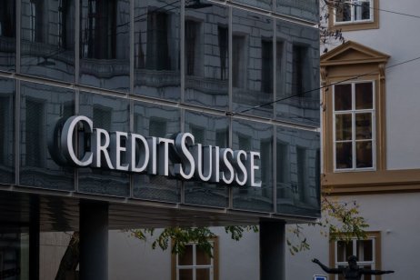 Credit Suisse sign on branch in Basel, Switzerland
