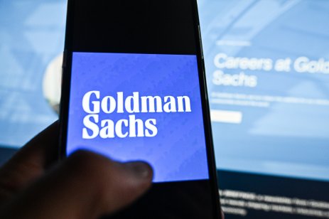 A Goldman Sachs logo displayed on a smartphone