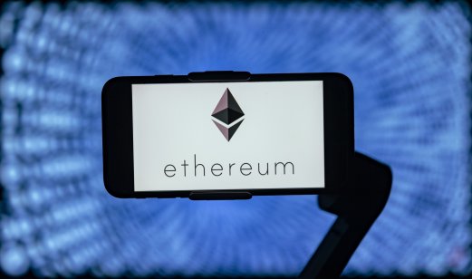 The logo of Ethereum (ETH) is seen displayed on a mobile phone screen