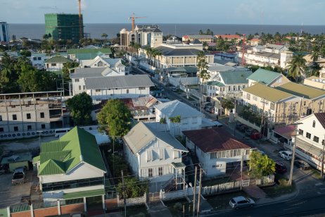 Aerial view over Georgetown in Guyana