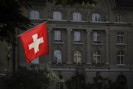 Swiss flag flying in Switzerland's capital city