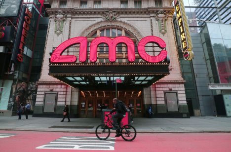 A image of a AMC movie theater in Times Square, New York. 
