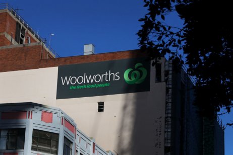 Woolworths sign in the central business district (CBD) on August 24, 2022 in Sydney, Australia
