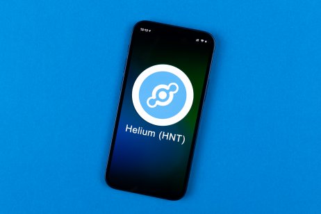 The Helium logo displayed on a phone