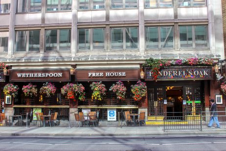 Front view of Penderel's Oak Wetherspoons pub, Holborn, London