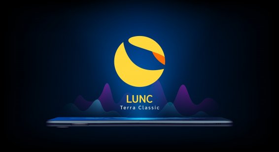 The Terra Classic (LUNC) name and logo appear floating above a smartphone