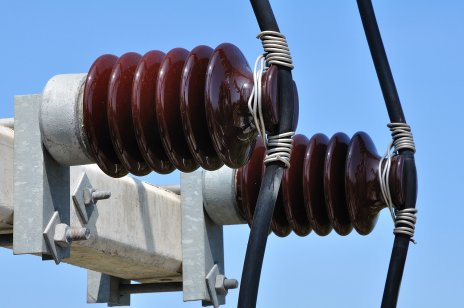 Close up of powerline installation