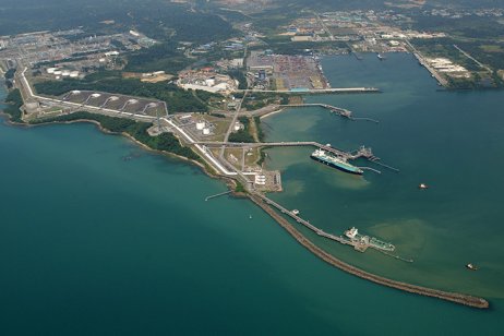 A bird's-eye view of Petronas LNG Complex in Bintulu, Sarawak, Malaysia