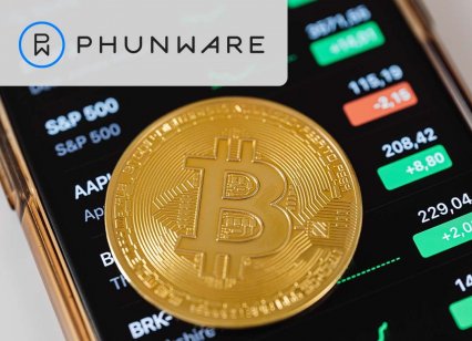 Bitcoin on Phunware app on smartphone