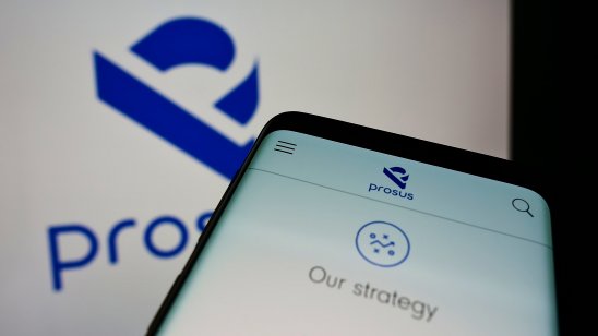 Prosus logo shown on a smartphone and computer screen