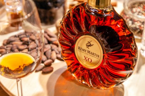 A bottle and glass of Rémy Martin cognac