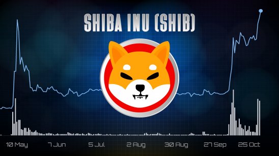 Representation of a shiba inu (SHIB) token featuring a cartoon dog’s face