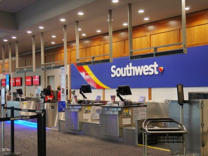 Empty Southwest Airlines ticket kiosk