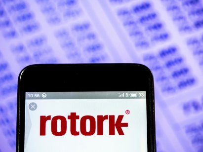 Rotork logo on a smartphone