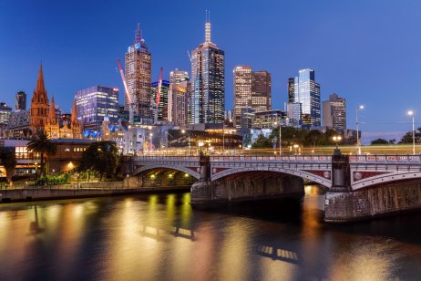 A night view of Melbourne's central business district