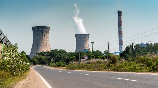 The cooling towers of Mejia Thermal Power Station in Durlabhpur, Bankura, West Bengal, India