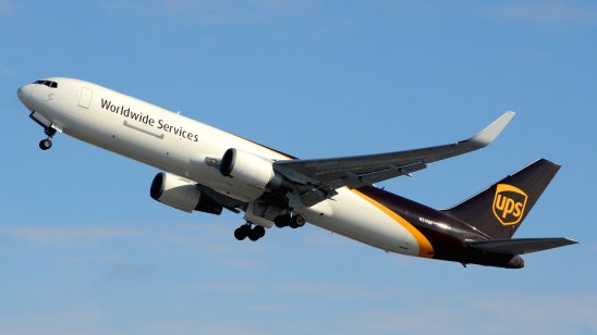 A UPS 767 freighter in flight
