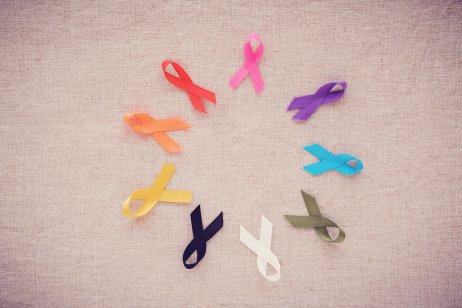 Colourful ribbons for cancer awareness.