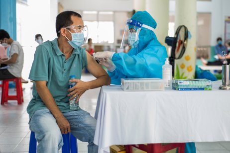 People getting Covid vaccine jabs in Ho Chi Minh, Vietnam 