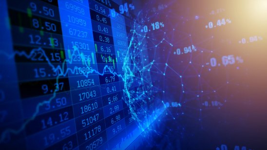 Digital composite image of stock market data
